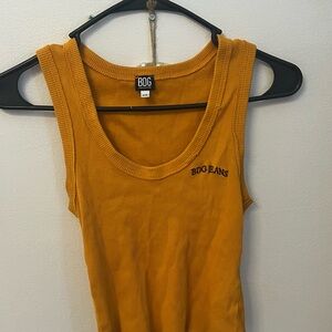 BDG Mustard Ribbed Scoop Neck Tank - Golden Yellow